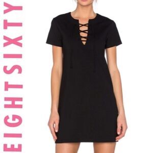 EIGHT SIXTY Black Lace Up Bodice Ponte Dress Sz XL